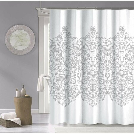 GFANCY FIXTURES 72 x 70 x 1 in. Silver Decorative Medallion Shower Curtain GF3093232